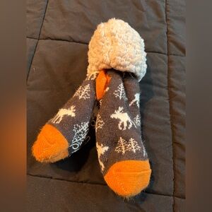 Cozy Orange and Gray Women's Slipper Socks
